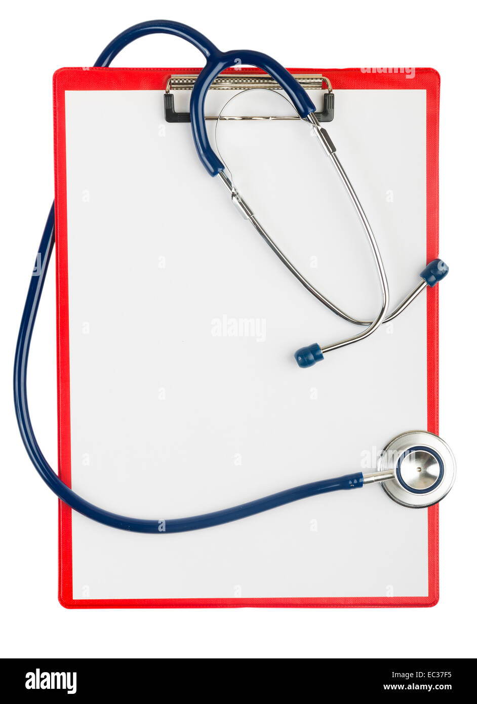 stethoscope and blue clipboard isolated on white Stock Photo - Alamy