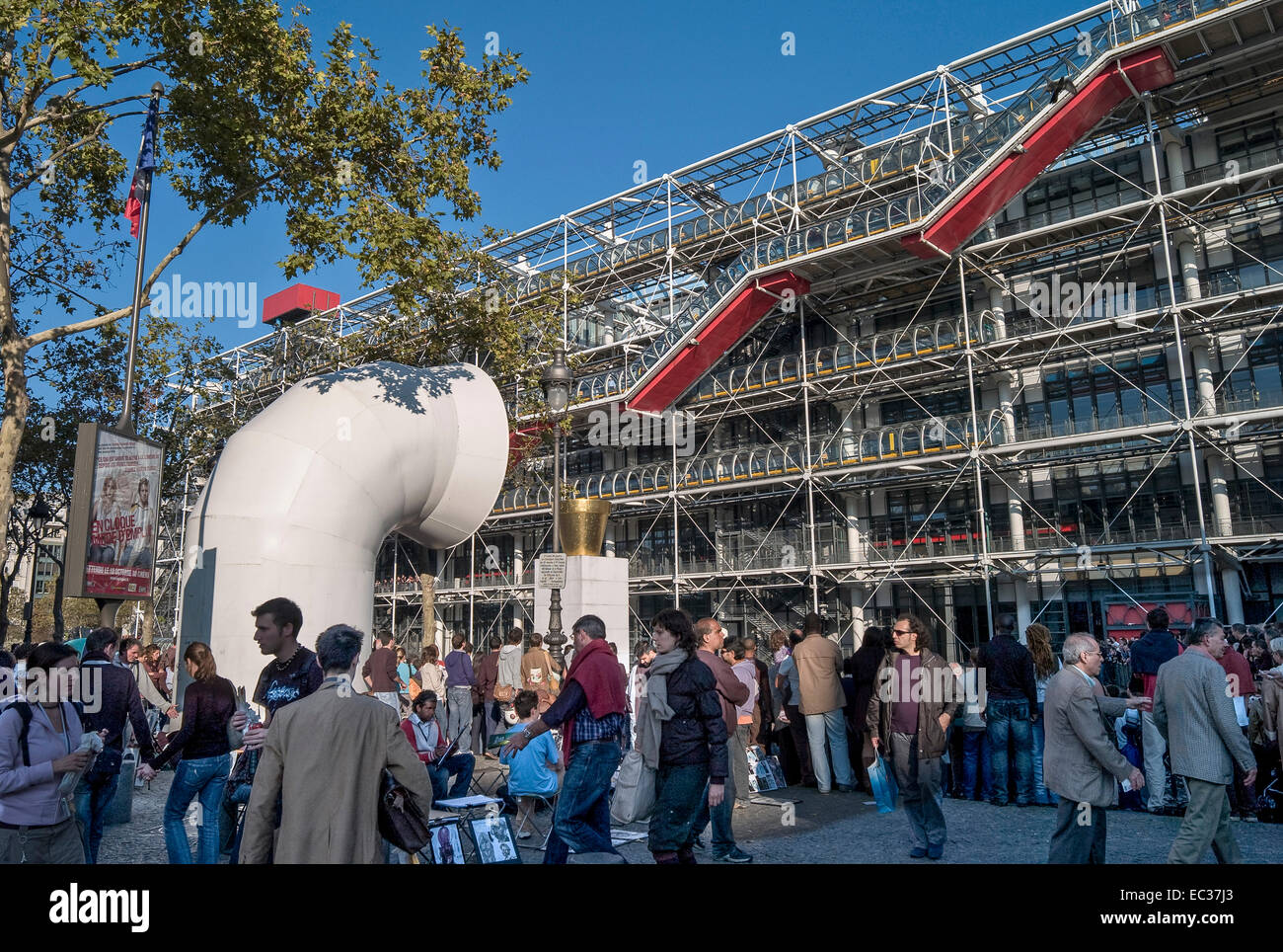 France, Paris, Georges Pompidou Center, Postmodern/High-Tech architecture Stock Photo