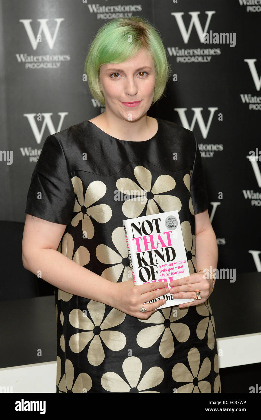 Author and actress Lena Dunham at a book signing in London. Stock Photo