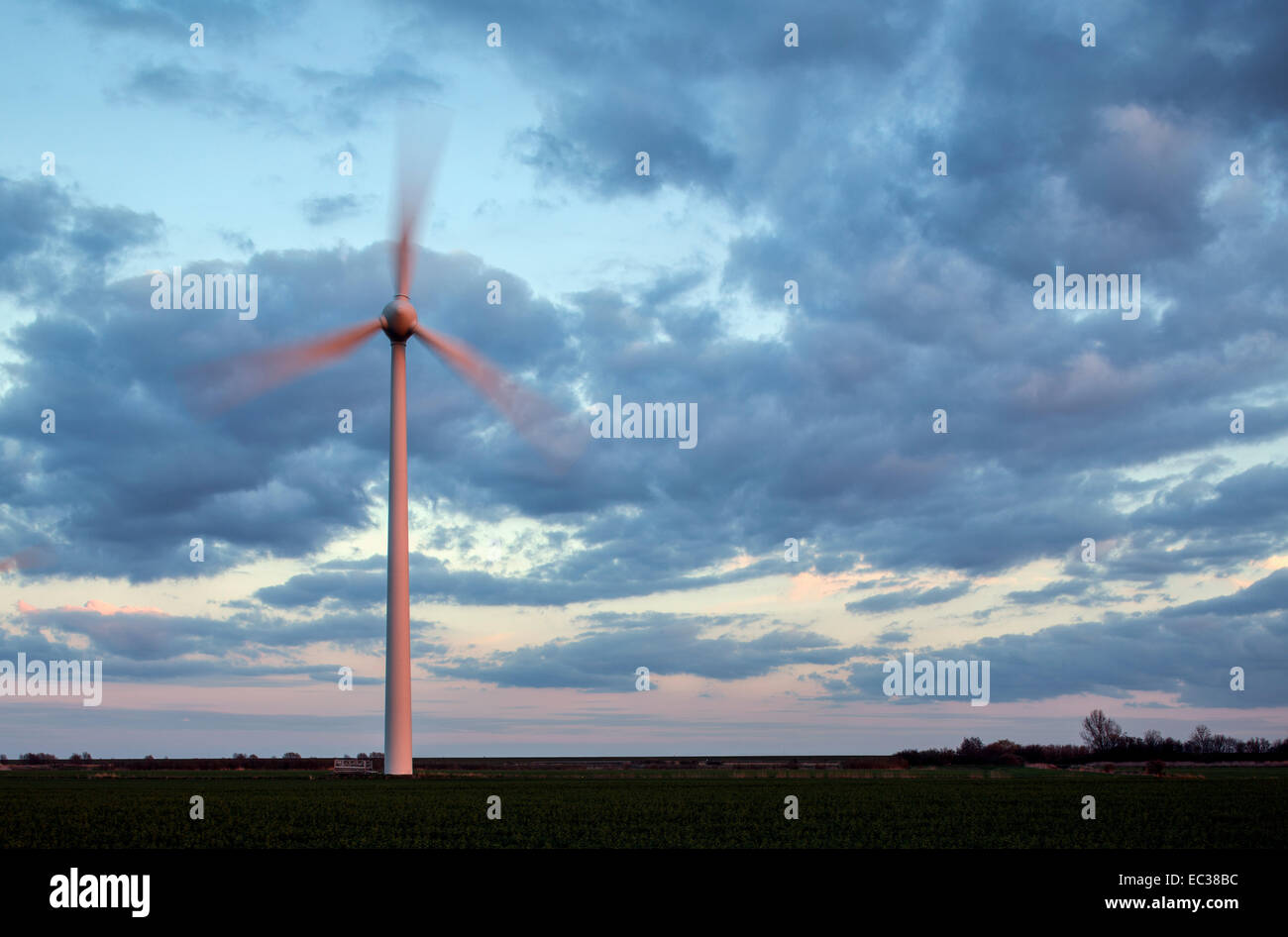 Wind park Wybelsumer Polder, Emden, East Frisia, Lower Saxony, Germany Stock Photo