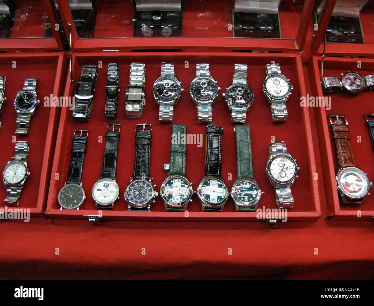 A streetmarket in Thailand with faked watches, Ko Samui 2008 Stock Photo