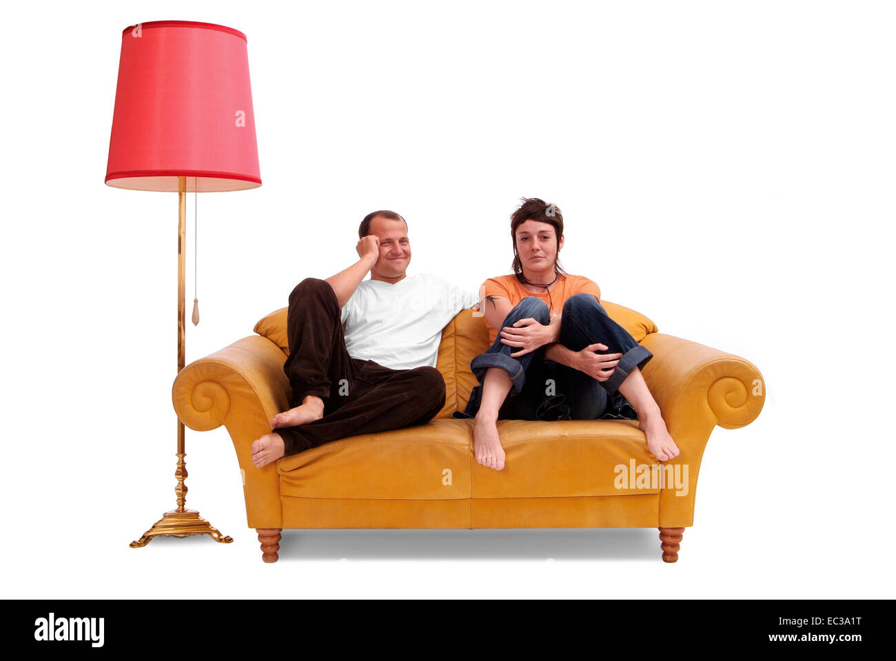 Couple sitting on Couch Stock Photo Alamy
