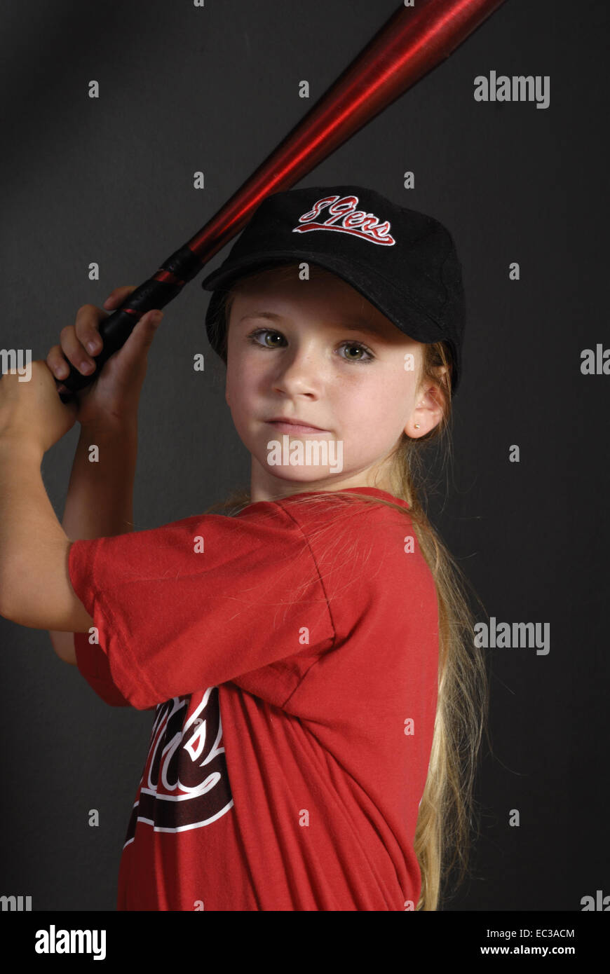 Girl with Baseball Bat Stock Photo Alamy