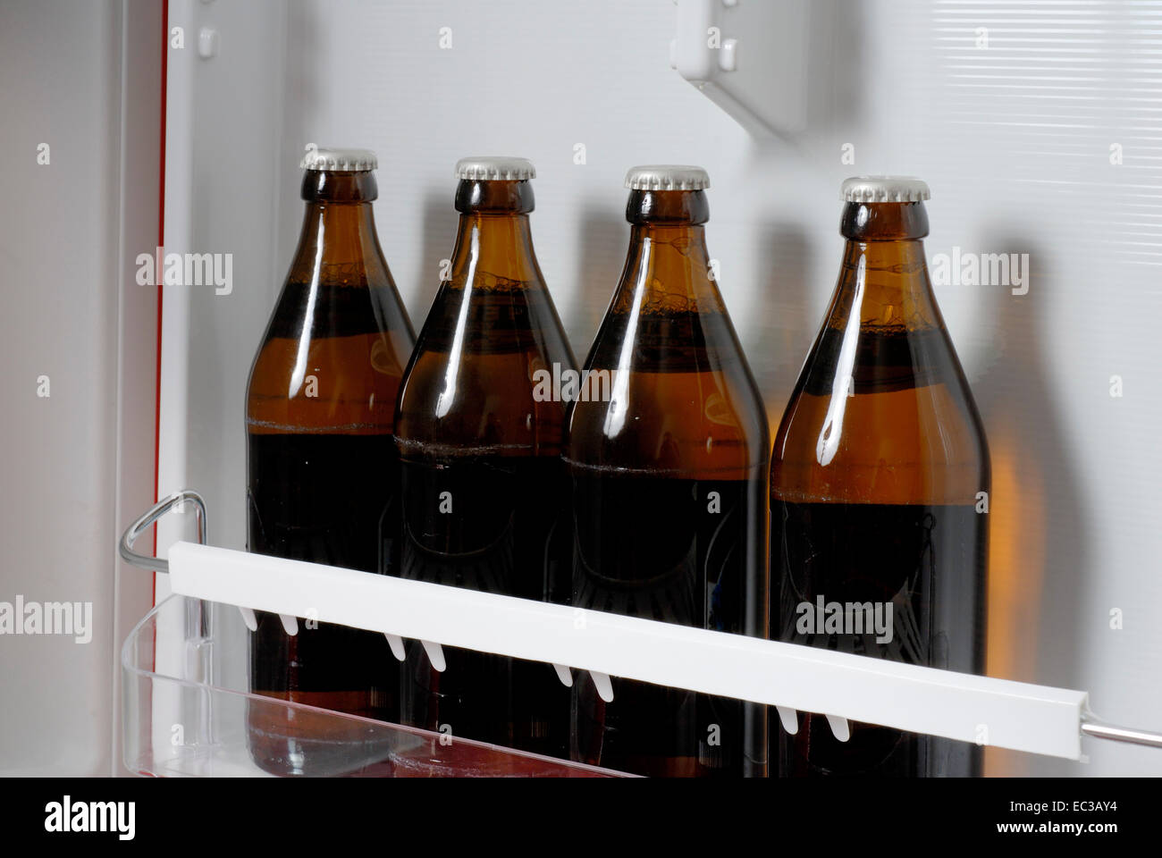 Bottles in Fridge Stock Photo Alamy