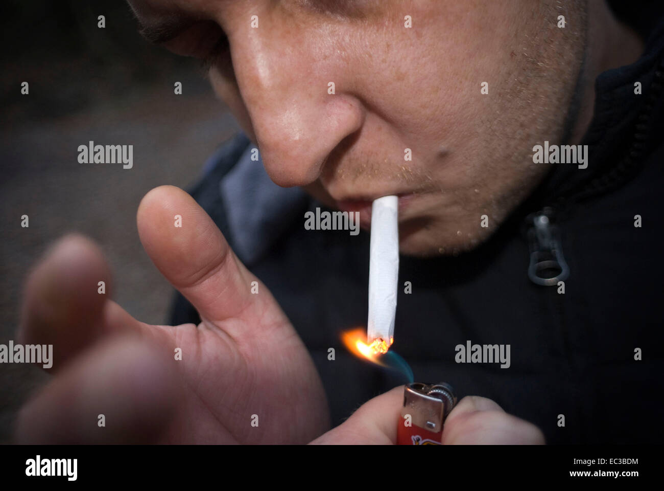 Smoking and Lighter Stock Photo