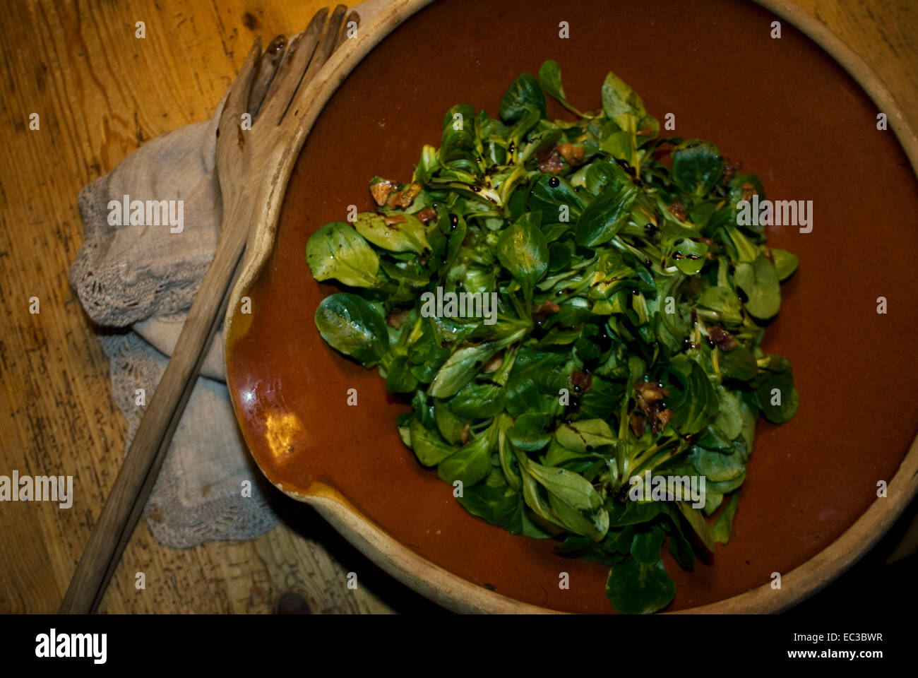 Fresh leaf salad with bacon Stock Photo Alamy