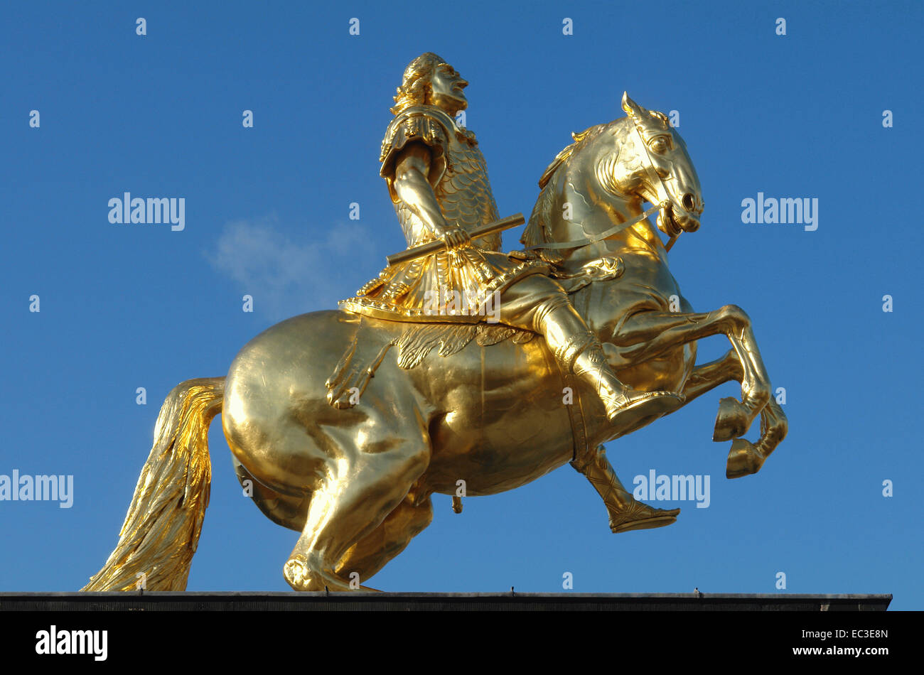 Golden Rider, Equestrian Statue of Augustus the Strong, Dresden, Germany Stock Photo