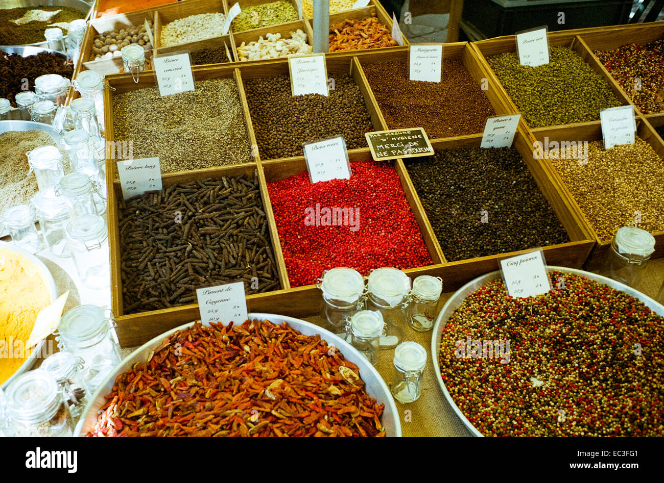 Spices, Provencial Market, UzÃ¨s, France Stock Photo