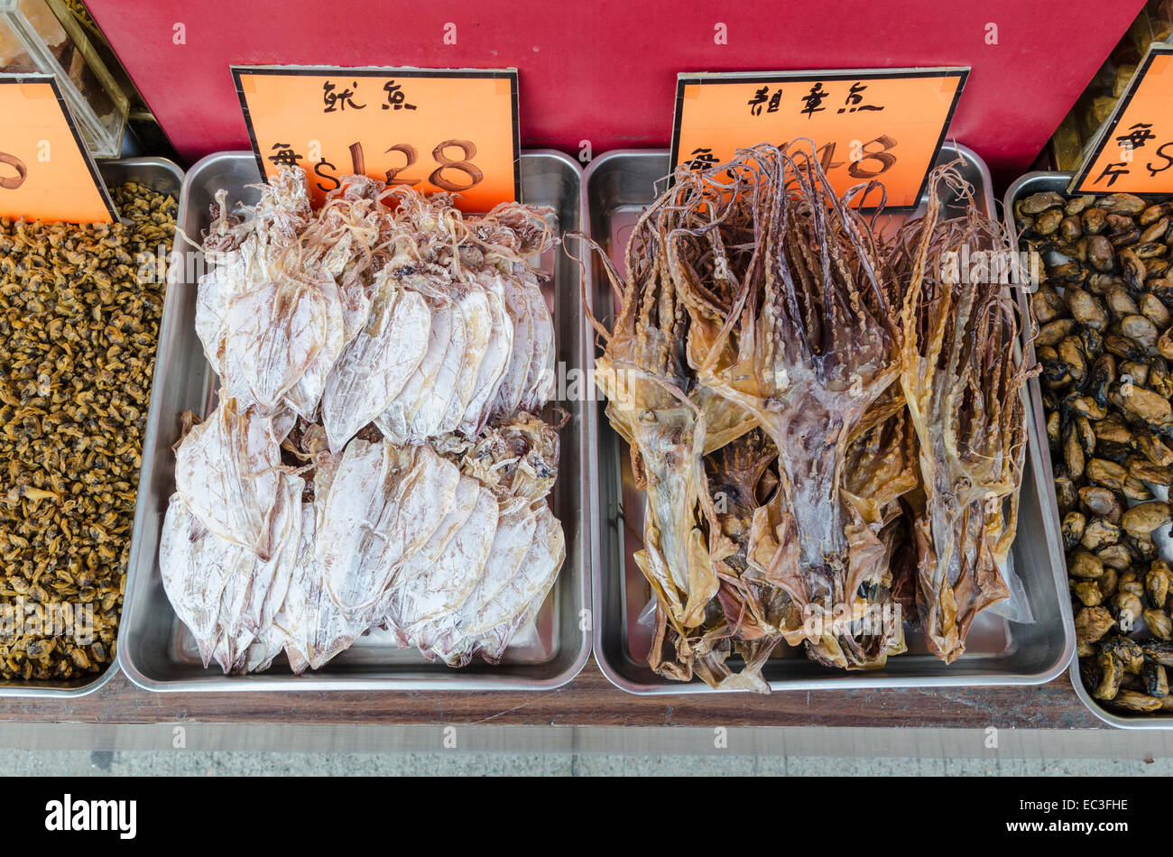 Dried seafood in the warehouse district of Hong Kong, China Stock Photo