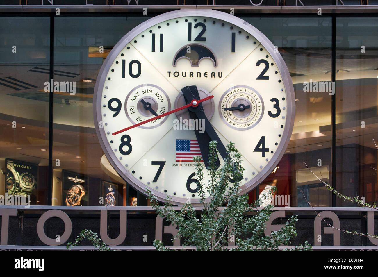 Clock watch store the Torneau shop in New York city.  Tourneau, LLC, is a luxury watch retailer established in 1900 and based in Stock Photo