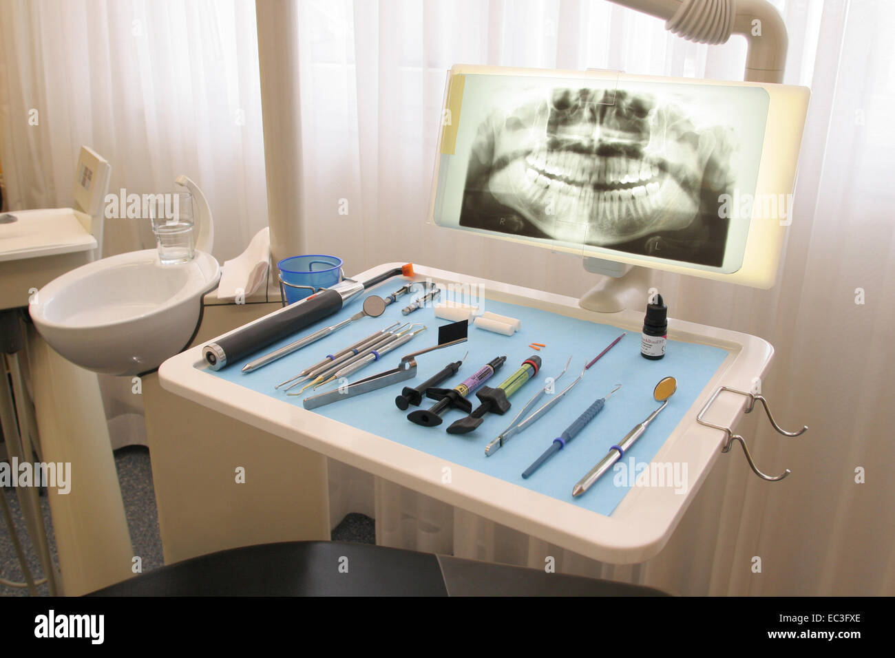 Xray of Jaw with Dental Instruments Stock Photo Alamy