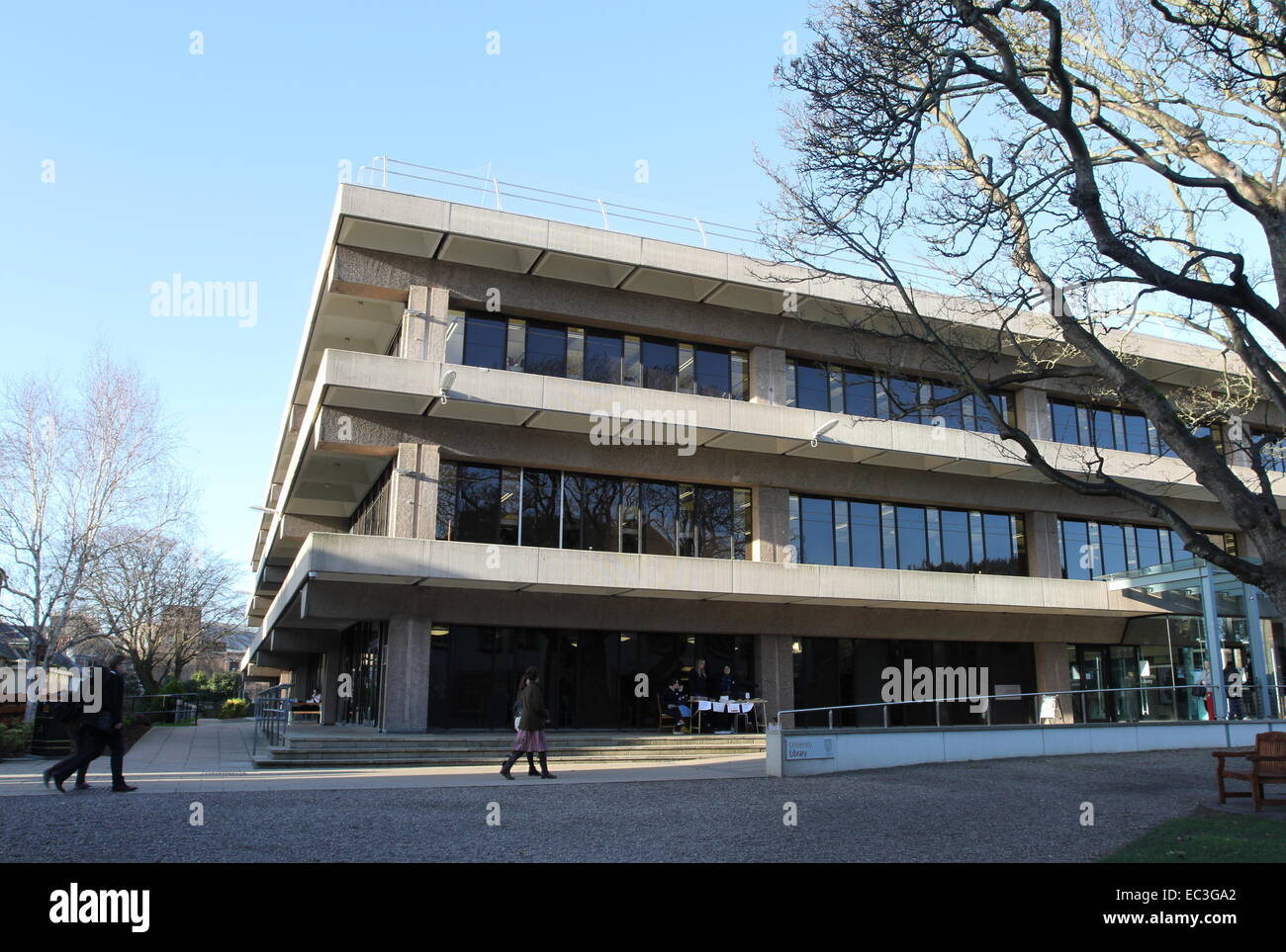Exterior of St Andrews University library Scotland December 2014 Stock