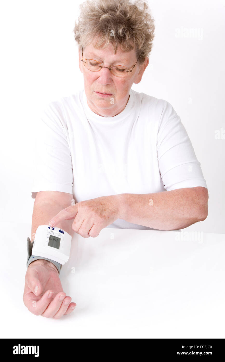 Woman with Sphygmomanometer Stock Photo Alamy