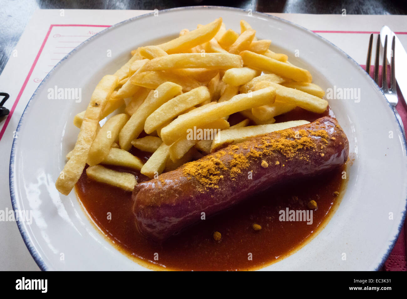 Curry Wurst - a food delicacy in Berlin, Germany Stock Photo