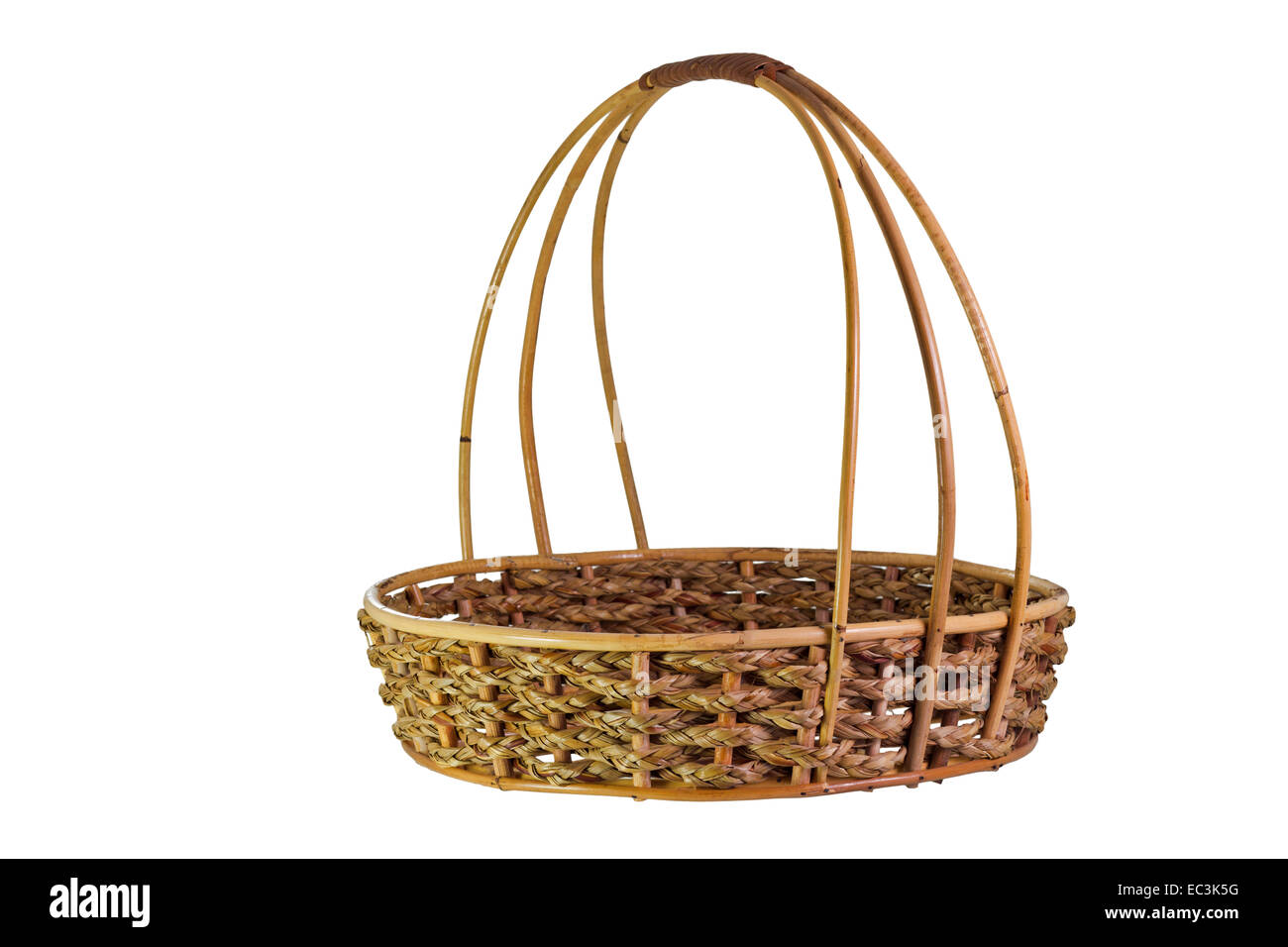 Empty Rattan Gift Basket on isolated white background Stock Photo - Alamy