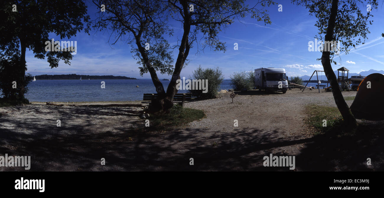 Germany, Bavaria, Chiemsee, Camping Ground, Harras, Prien Stock Photo -  Alamy
