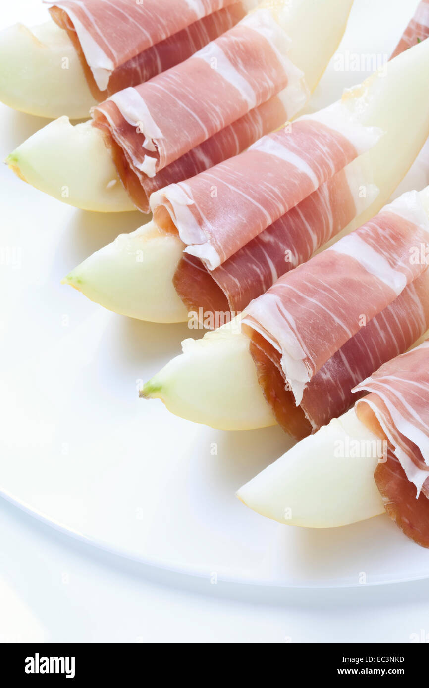 Melon and parma ham Stock Photo Alamy