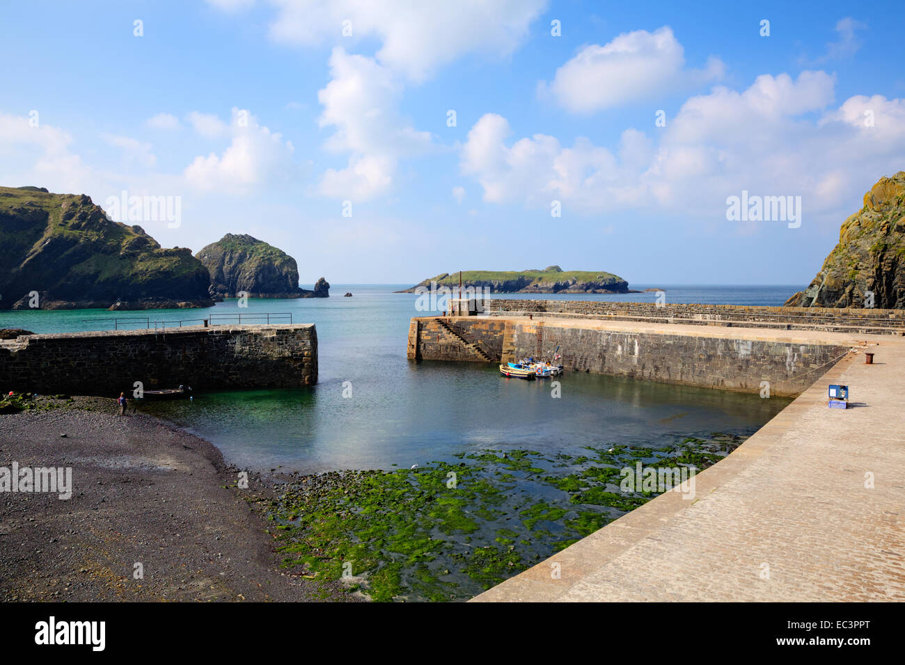 Mullion Cove harbour Cornwall UK the Lizard peninsula Mounts Bay near