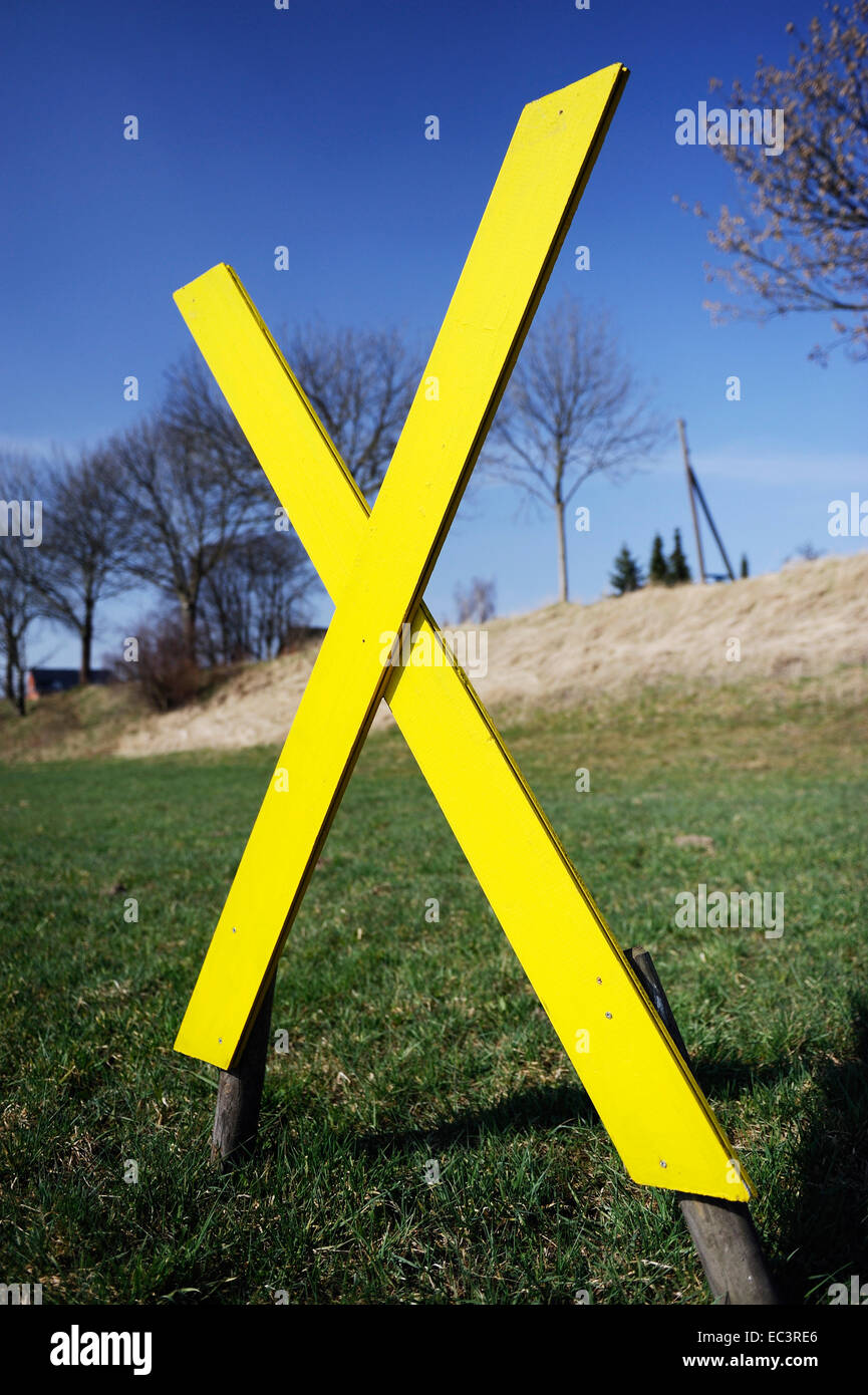 Yellow X, sign against atomic energy Stock Photo Alamy