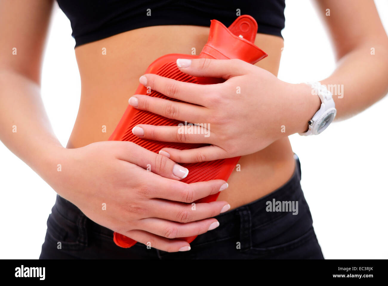 Stomach Pain And Hot Water Bottle High Resolution Stock Photography and
