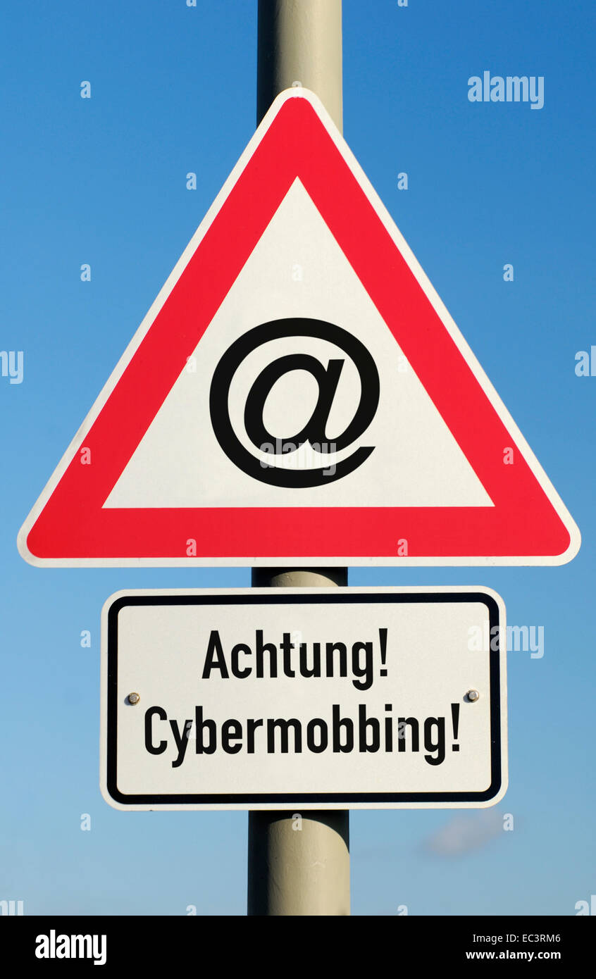 Traffic sign cyber mobbing Stock Photo
