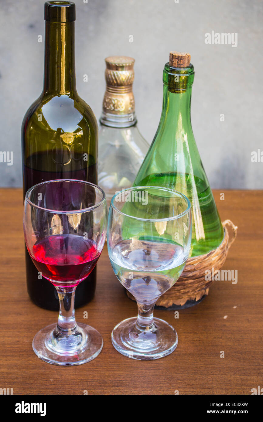 Wine Glass Set of classic on tableware Stock Photo