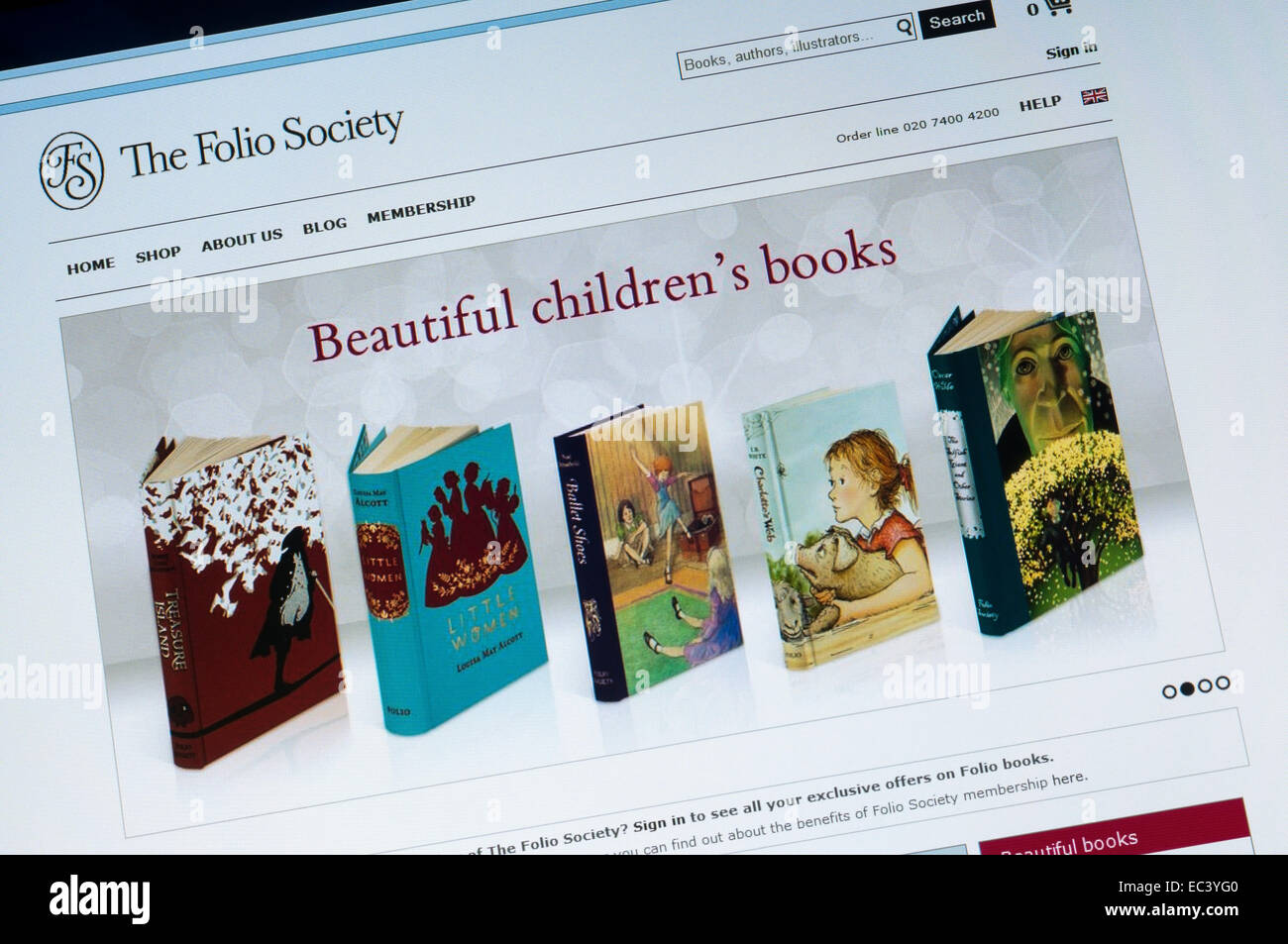 The home page of The Folio Society web site. Stock Photo