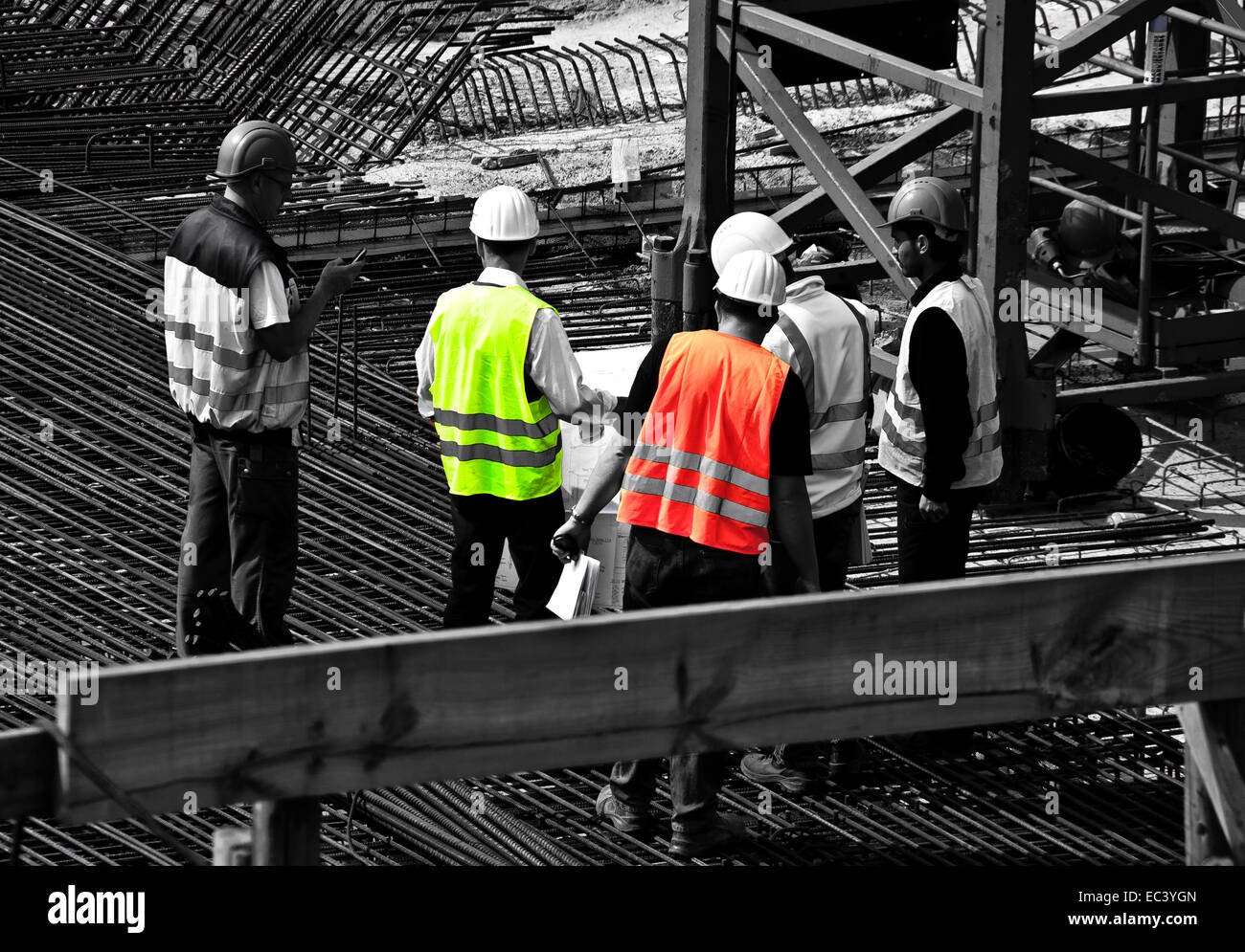 Meeting on a construction site Stock Photo