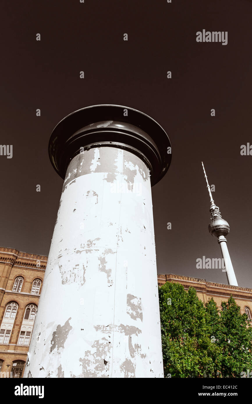 Pillar box with the TV Tower in the background Stock Photo - Alamy