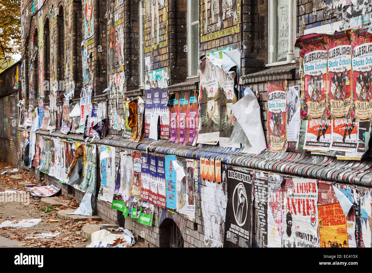 House Wall Spotted With Posters In Berlin S Friedrichshain District Stock Photo Alamy