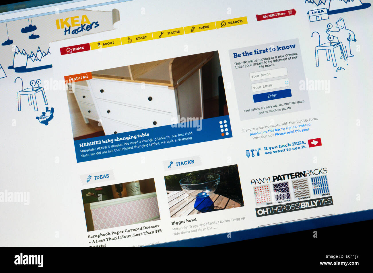 The home page of the IKEA Hackers website, for people who adapt IKEA furniture. Stock Photo
