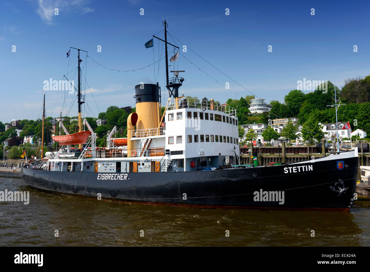 Historic icebreaker in the port of Hamburg, Germany Stock Photo
