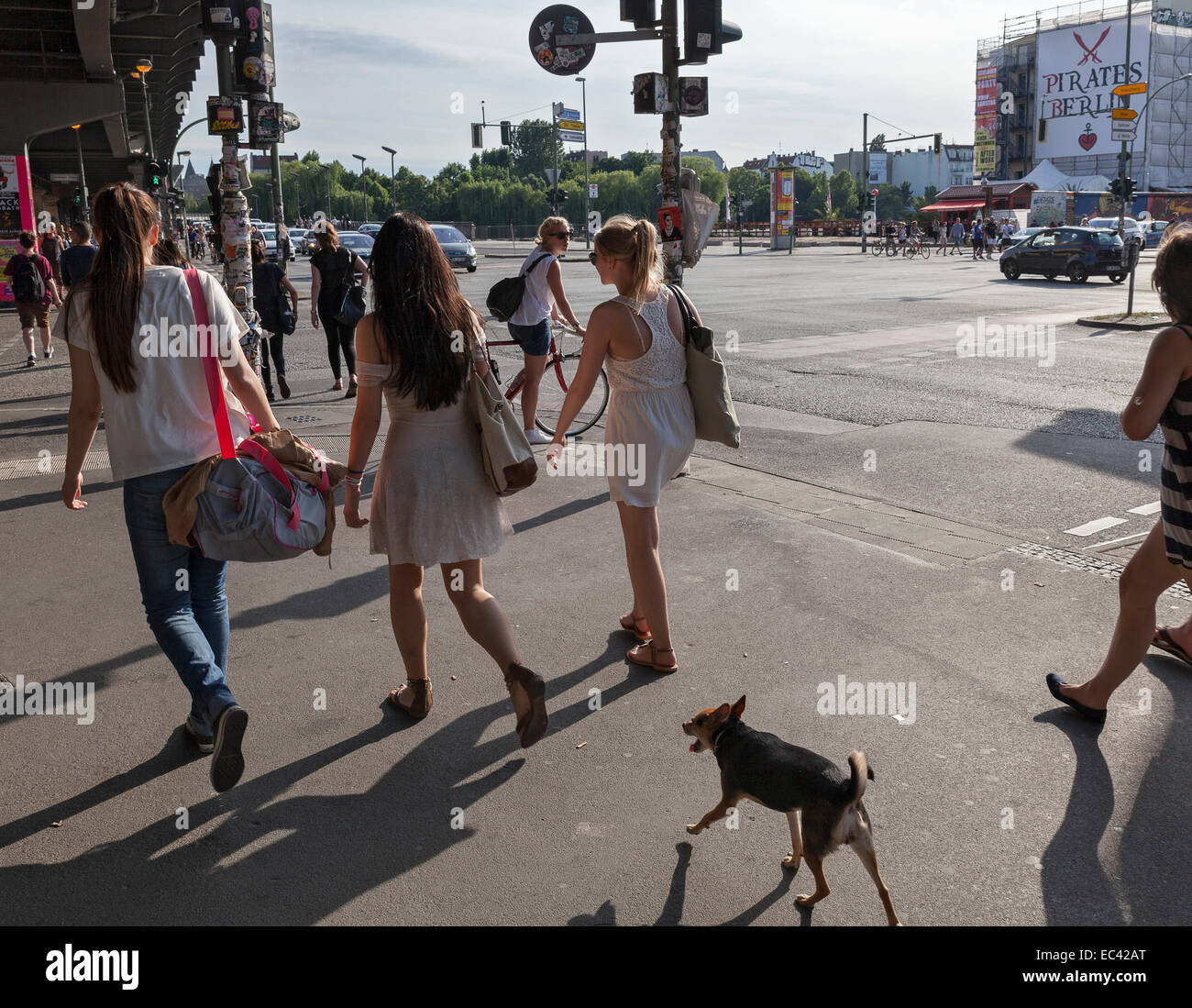 Pedestrians crossing a street in Berlin Stock Photo