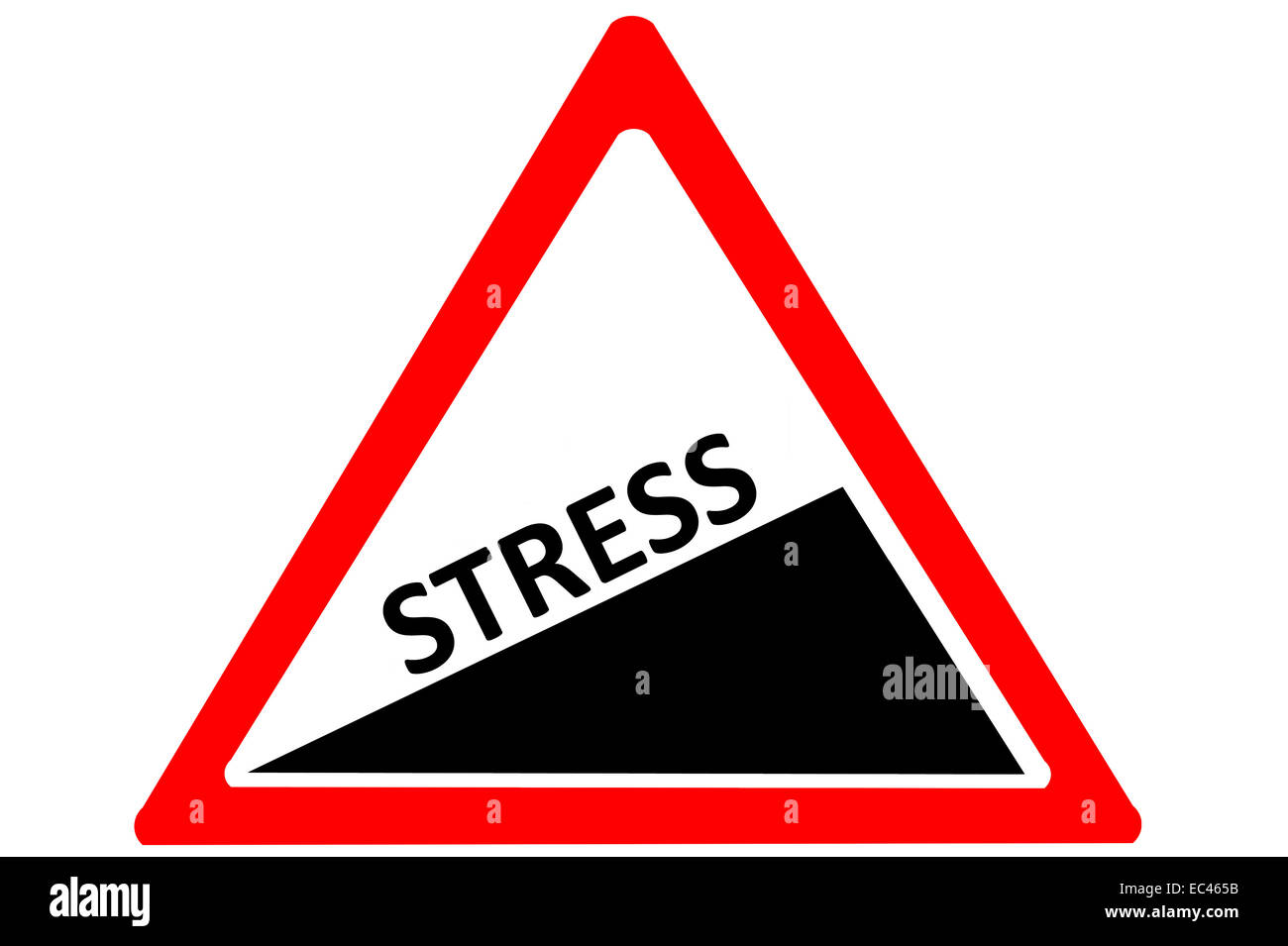 stress level increasing sign isolated on pure white background Stock Photo
