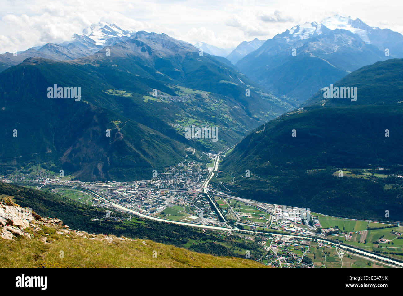 The municipality of Visp in the Rhone valley, Valais, Switzerland Stock
