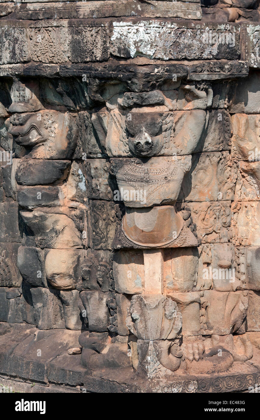 Bas-relef of Garuda figure, Angkor Thom, Cambodia Stock Photo