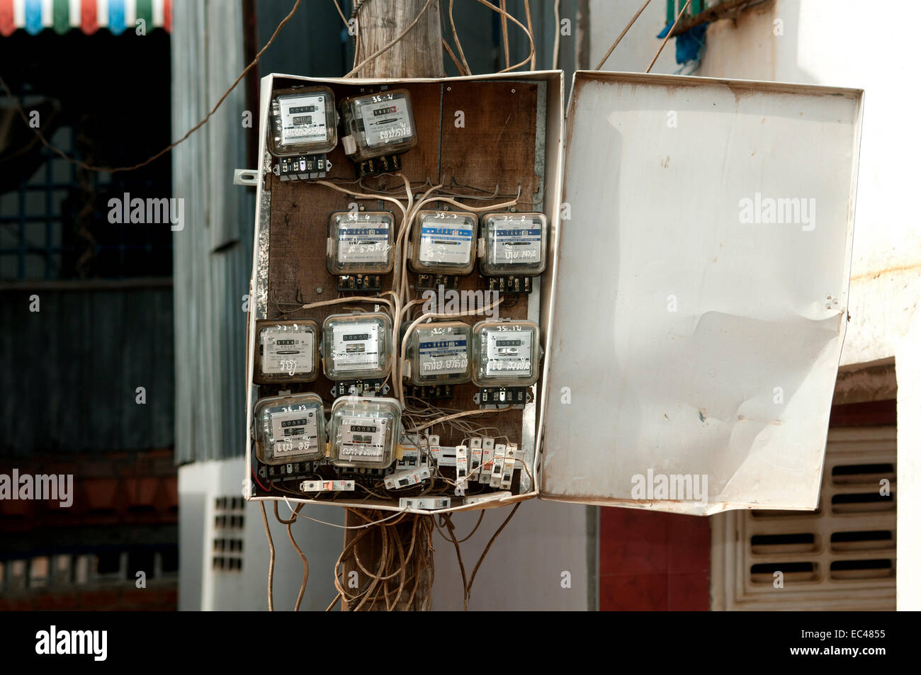 Electricity meters, Cambodia Stock Photo Alamy