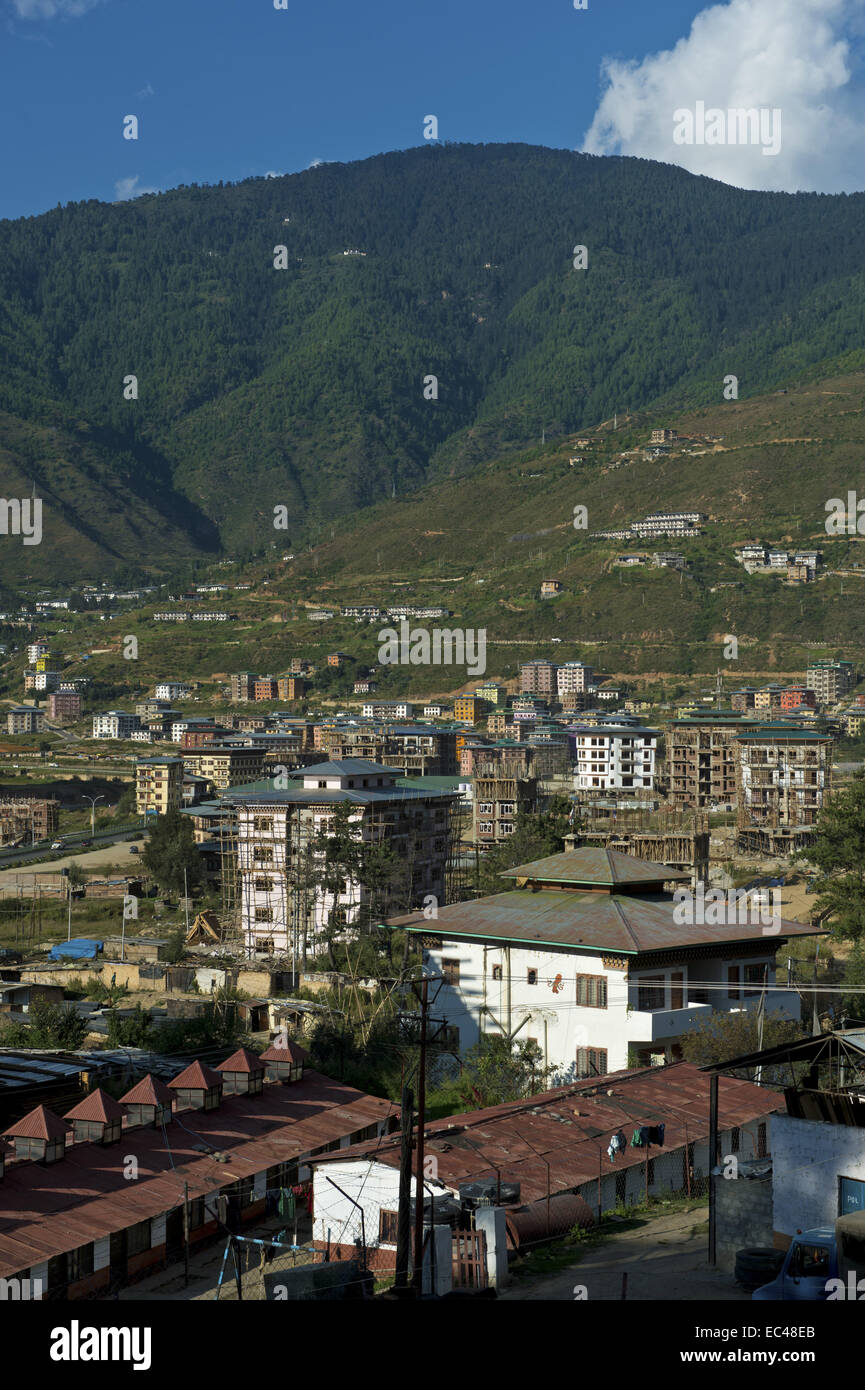 New residential area in the outskirts of the capital Thimphu, Bhutantan Stock Photo
