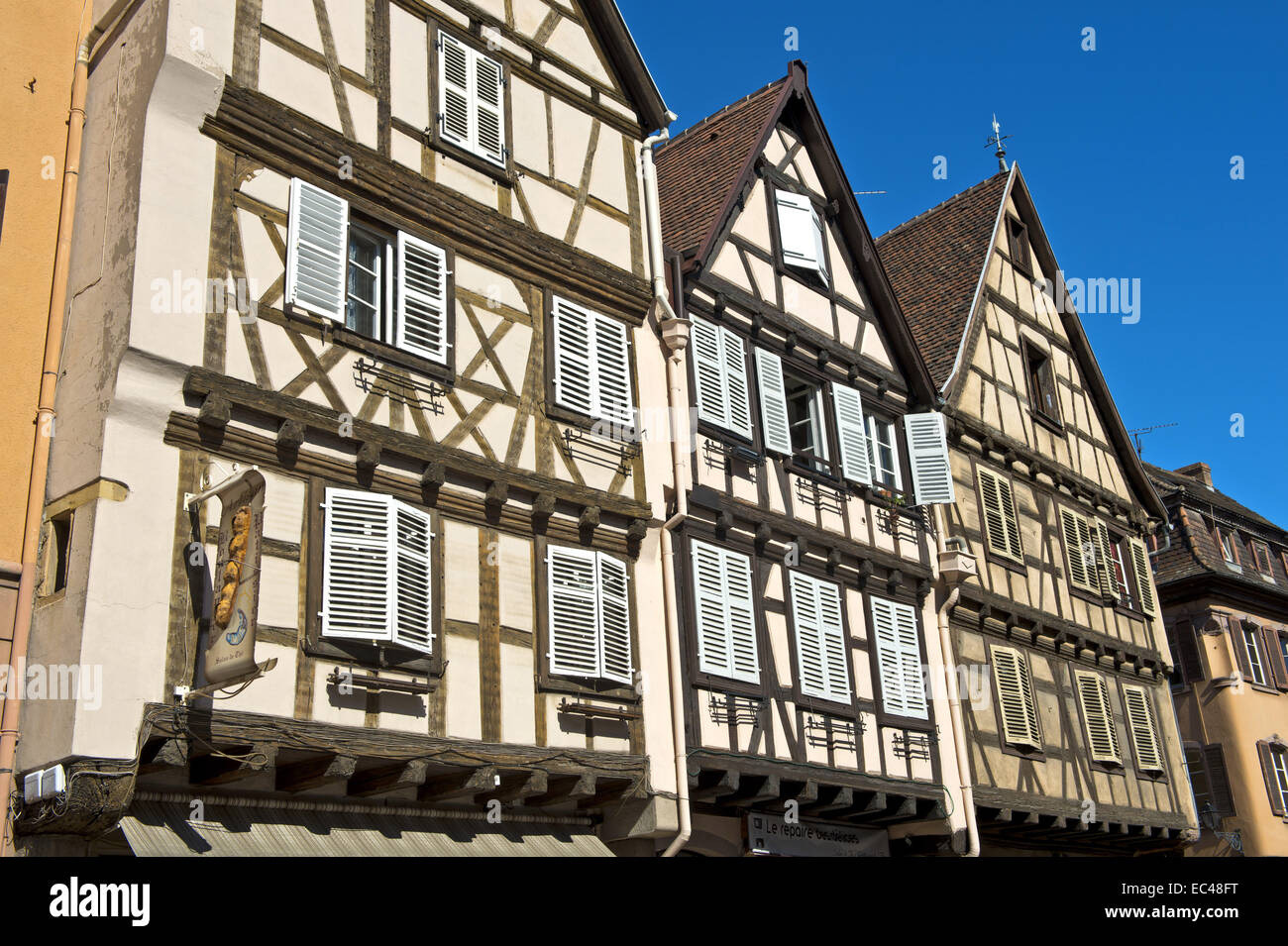 Half-timbered houses in the old town of Colmar, Alsace, France Stock Photo