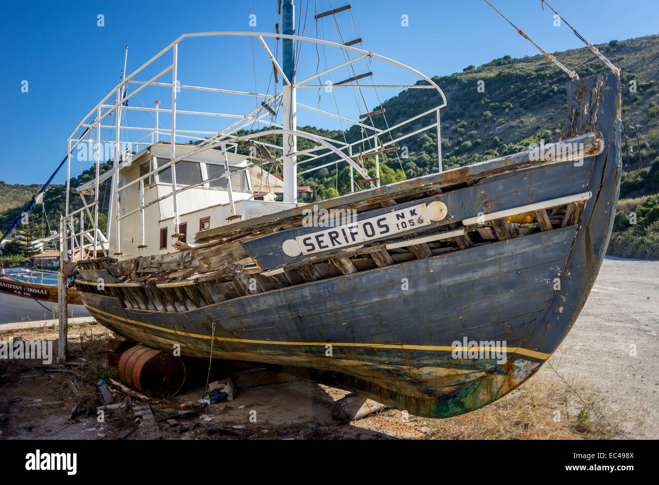 Shipwreck on the shore Imeroli Corfu Stock Photo