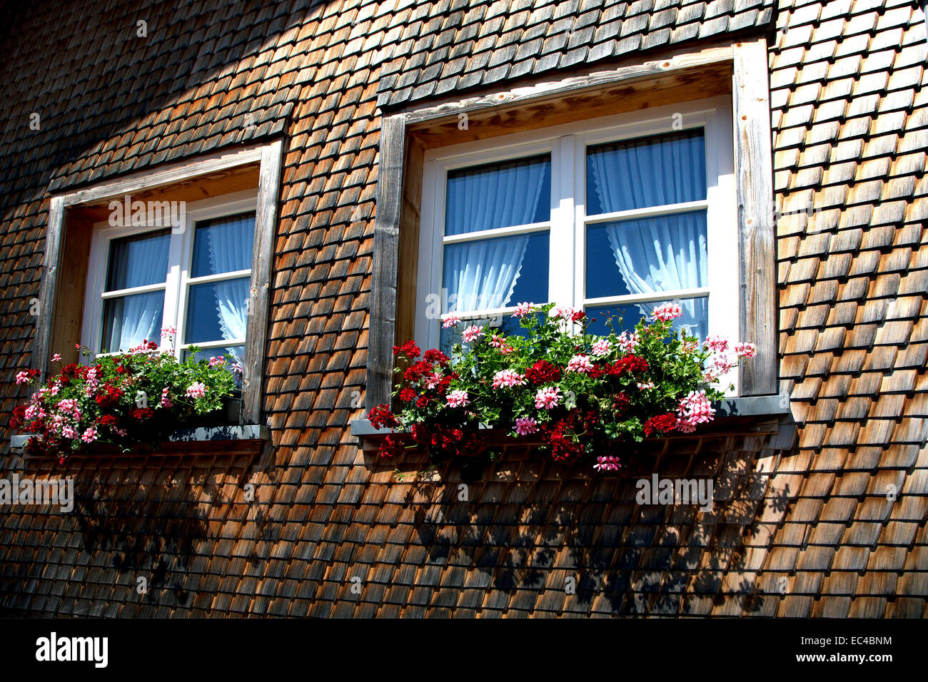 windows on a farmers house, black forest, germany Stock Photo