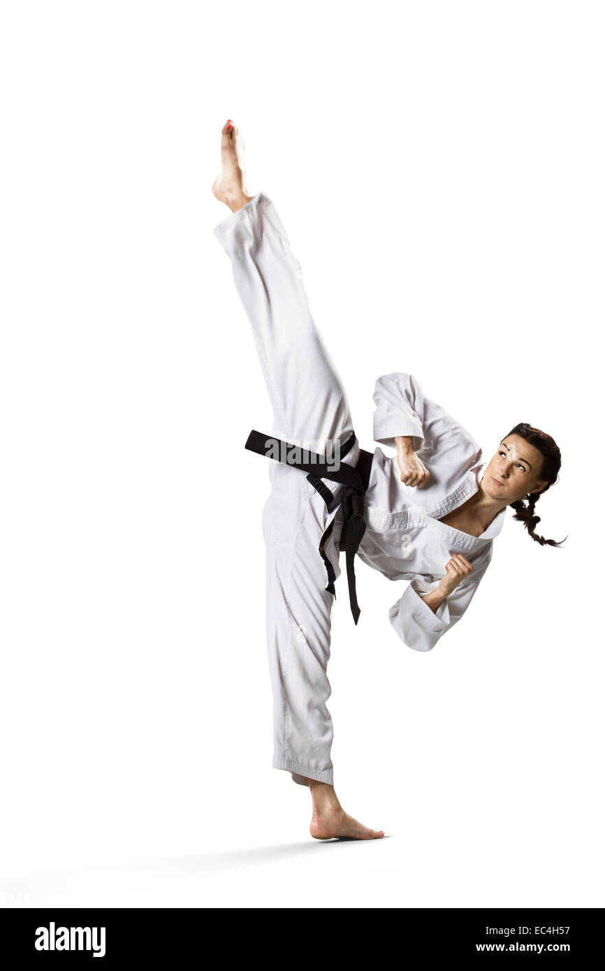 Professional female karate fighter isolated on white Stock Photo Alamy