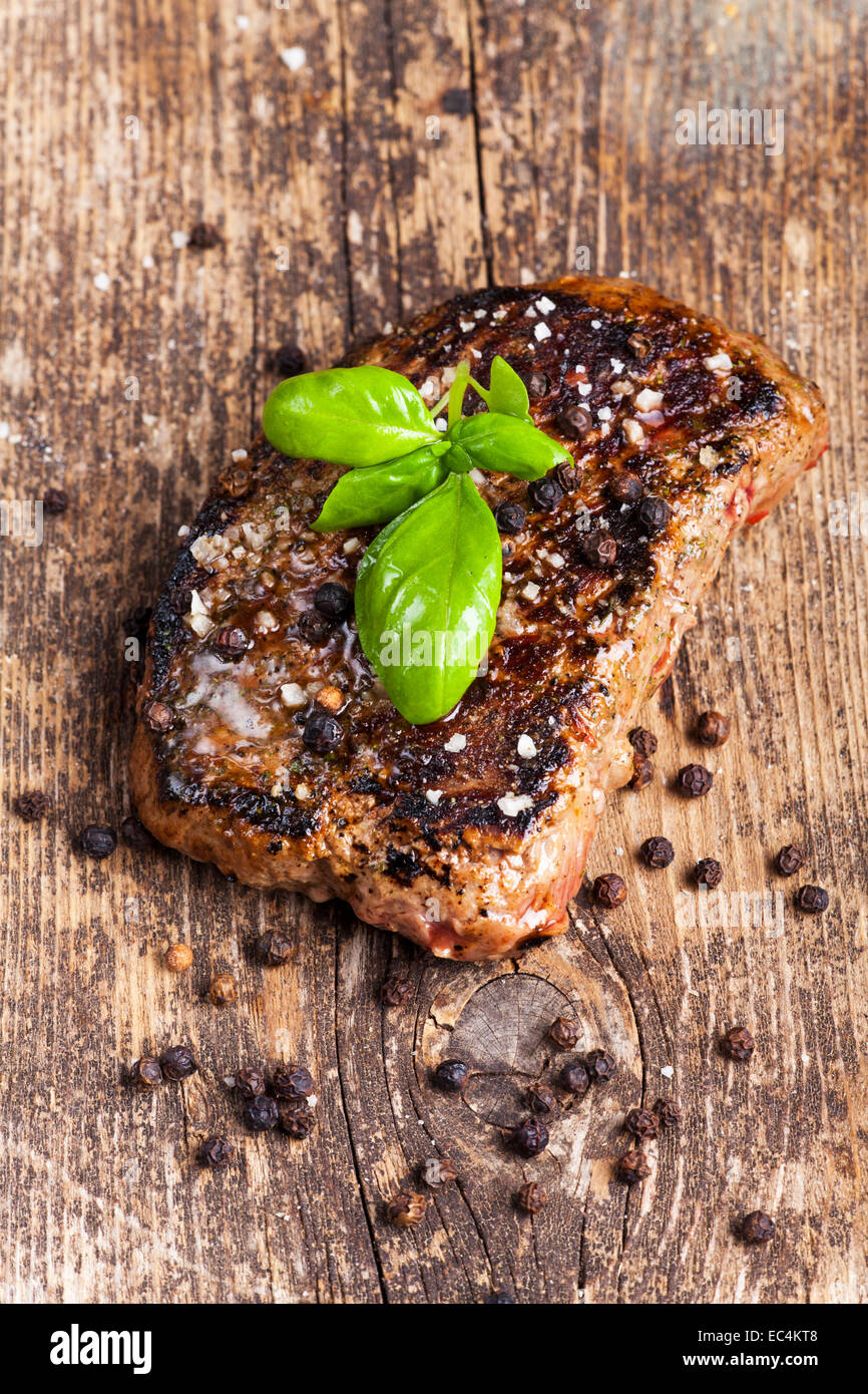 steak with basil Stock Photo Alamy