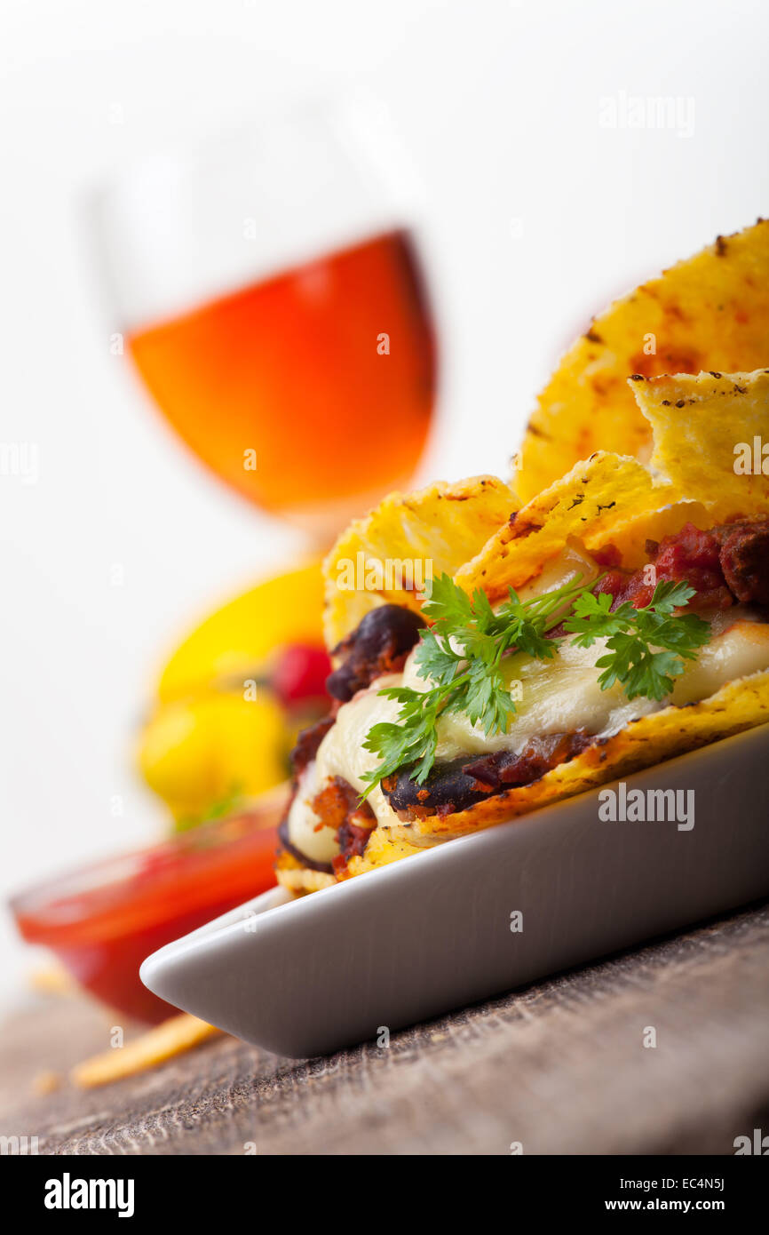 Taco with Chili Con Carne Stock Photo
