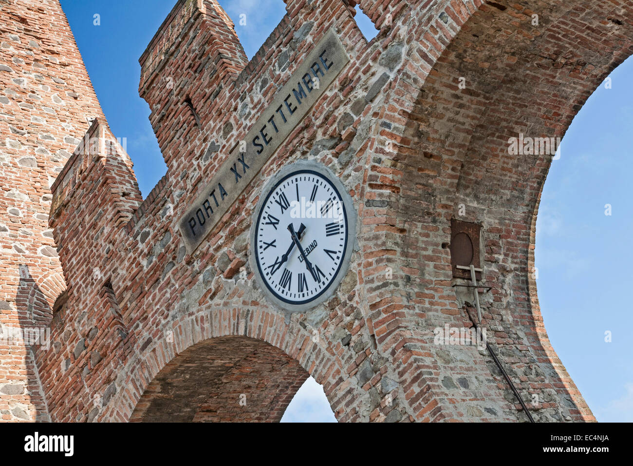 Historical time measurement in Montagnana Stock Photo