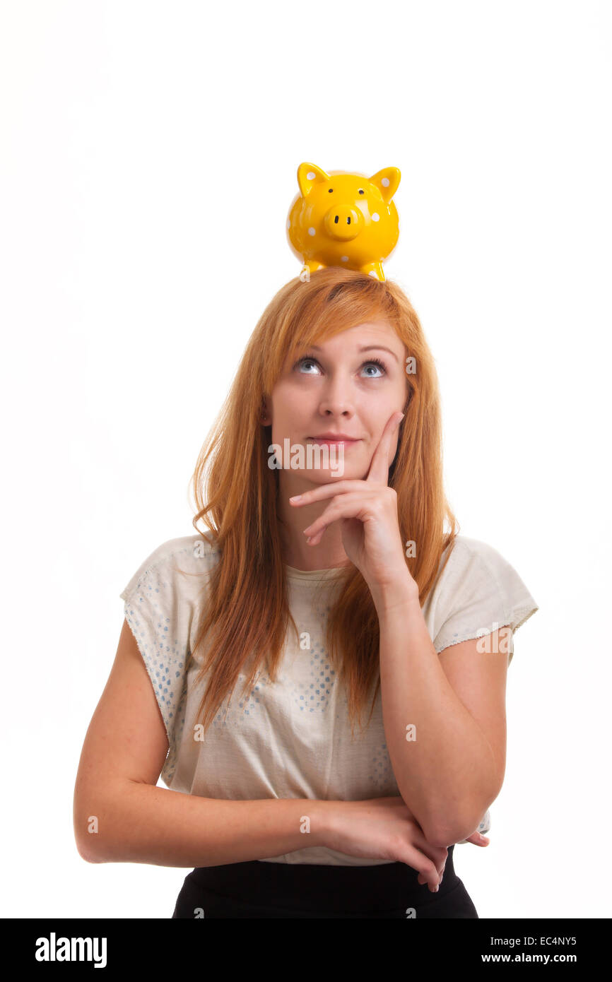 Woman with piggy bank Stock Photo - Alamy