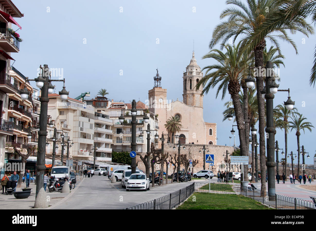 Sitges Beach Bar Pub Restaurant  Spain Spanish Stock Photo