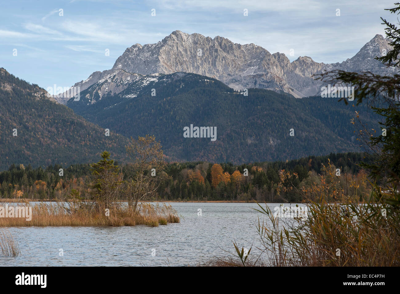 Barmsee Lake with the peaks of the Karwendel Mountains Stock Photo - Alamy
