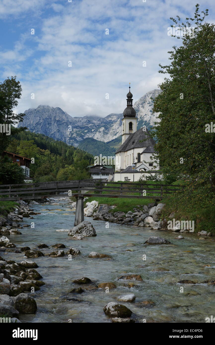 Church of Ramsau in the Berchtesgaden area Reiteralpe Stock Photo