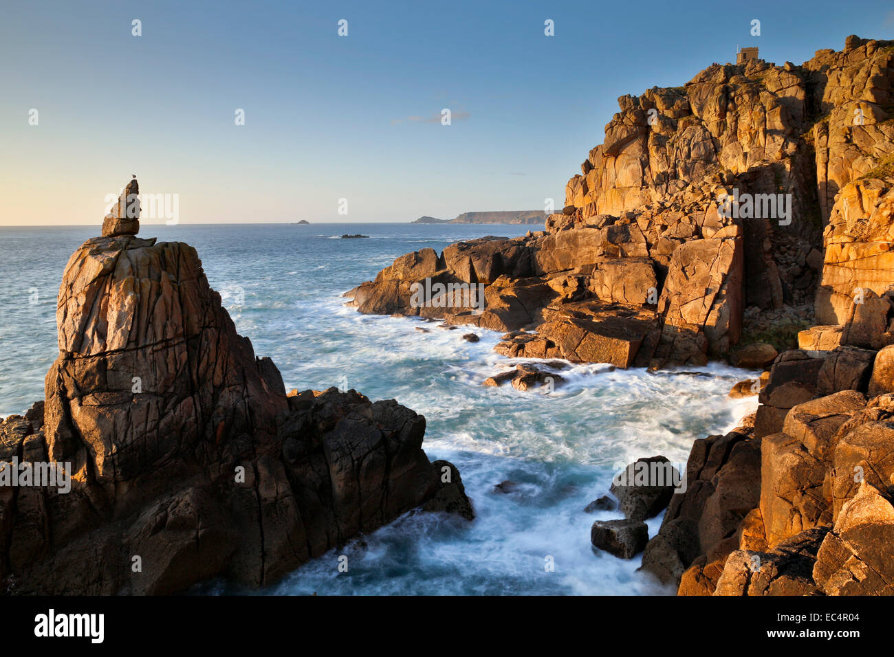 Irish Lady Sea Stack; Near Sennen Lookout; Cornwall; UK Stock Photo